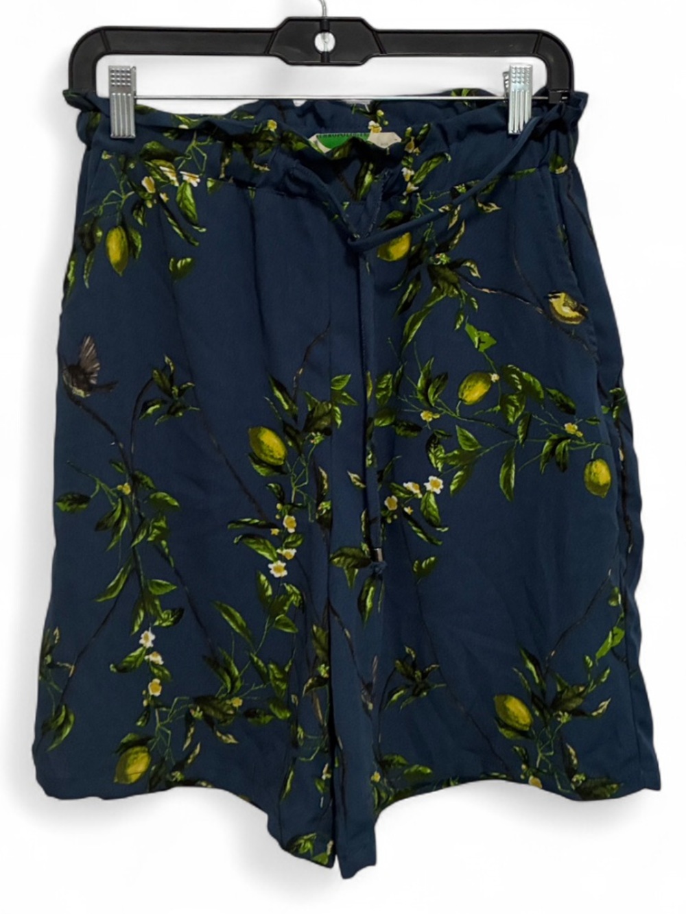 Anthropologie Blue Floral Lemon-Print Bermuda Shorts